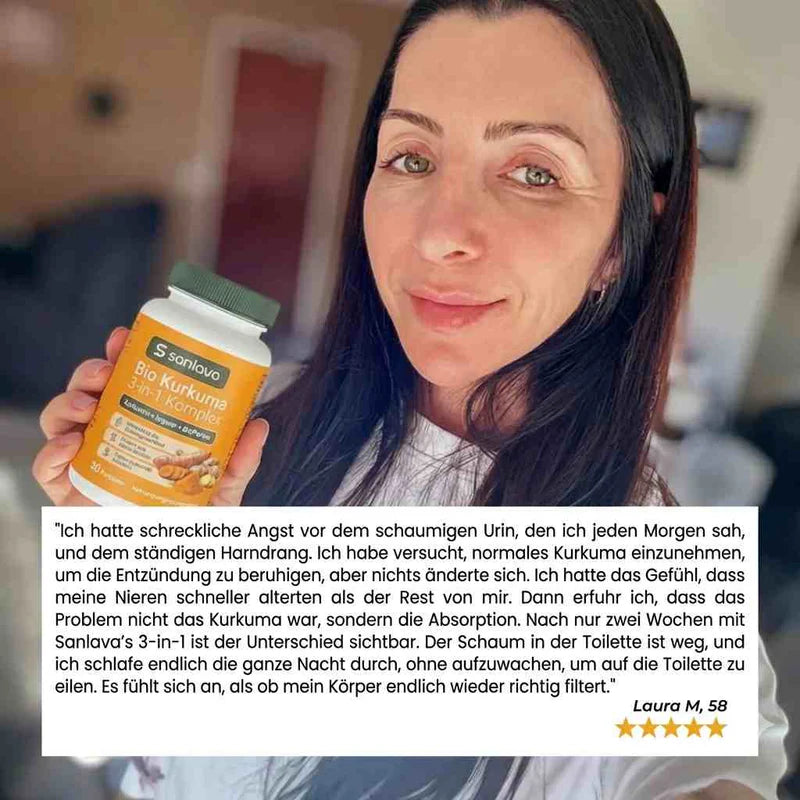 Sanlava Bio-Kurkuma 2250 mg | Unterstützt eine gesunde Nierenfiltration & hilft, entzündliche Ablagerungen auszuspülen